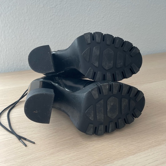 Zara Trafaluc Black Patent High heel Combat Boots - Picture 5 of 9